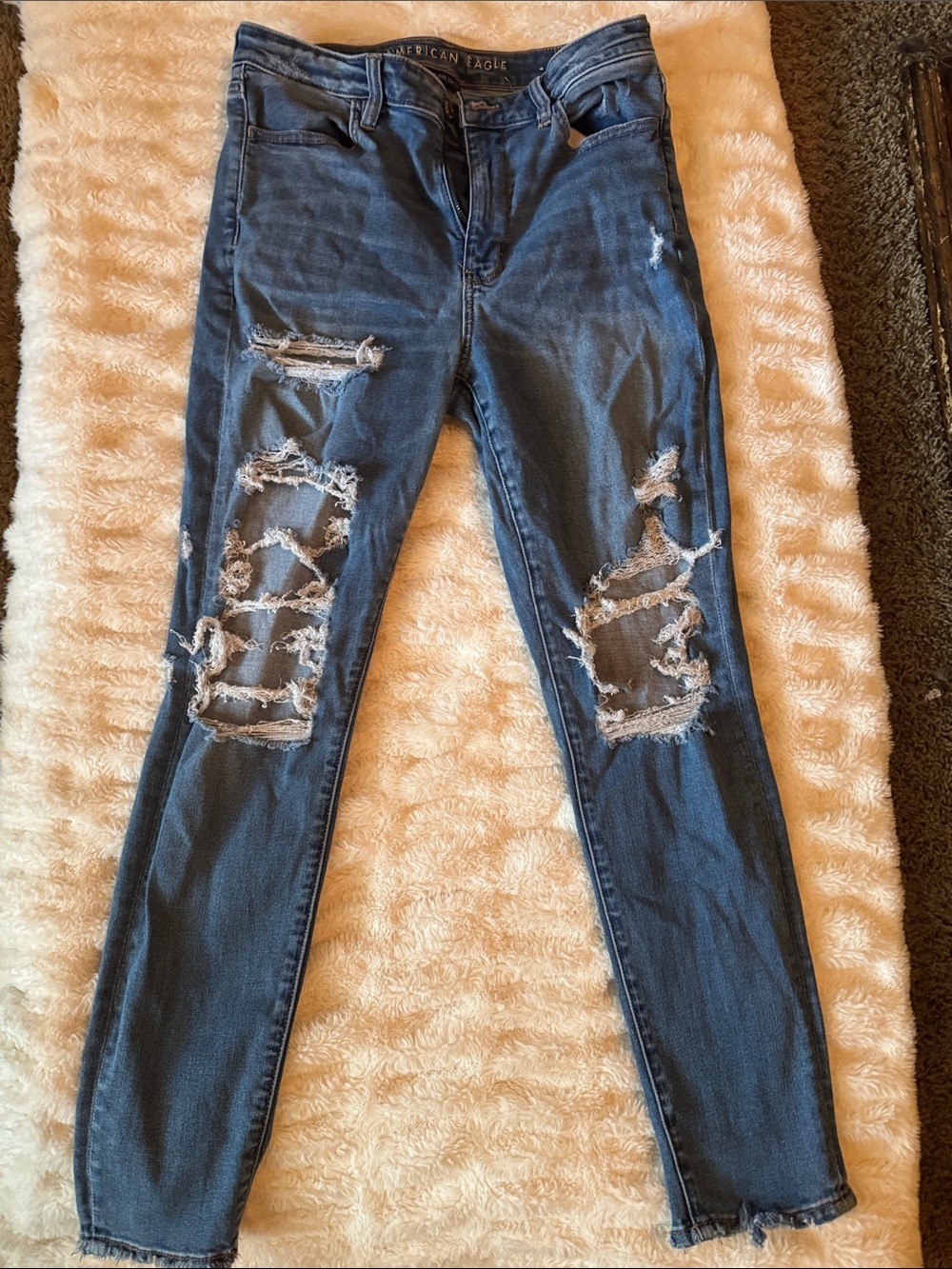 Women’s American Eagle Outfitters Ripped Skinny Jeans - Dark Blue